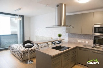  Exkluzivní prodej elegantního bytu 1+kk s balkonem a parkingem, Anděl City  Praha 5, Smíchov